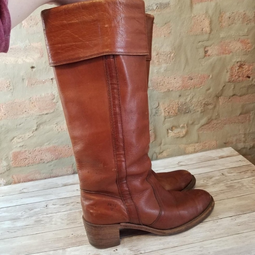 Frye Size 9 Cuffed Knee High Heeled Boots